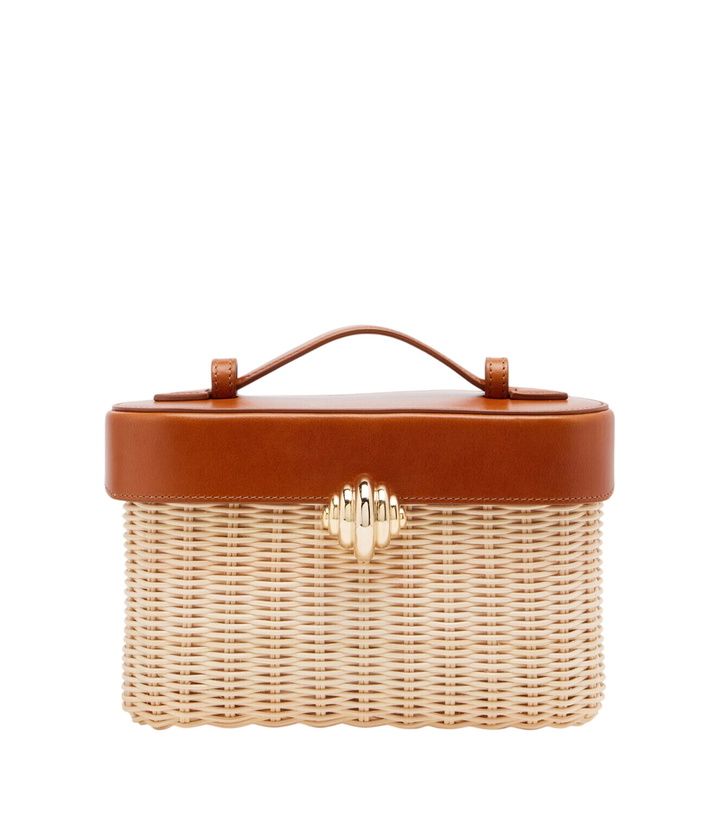 Photo: Aquazzura Belgravia leather-trimmed wicker vanity bag