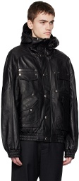 lesugiatelier Black Hooded Leather Jacket