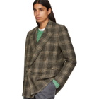 Acne Studios Brown and Beige Check Double-Breasted Blazer