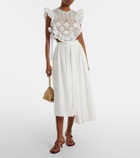 Self-Portrait Cotton poplin midi skirt