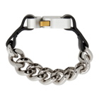 1017 ALYX 9SM Silver and Black Leather Details Chain Bracelet