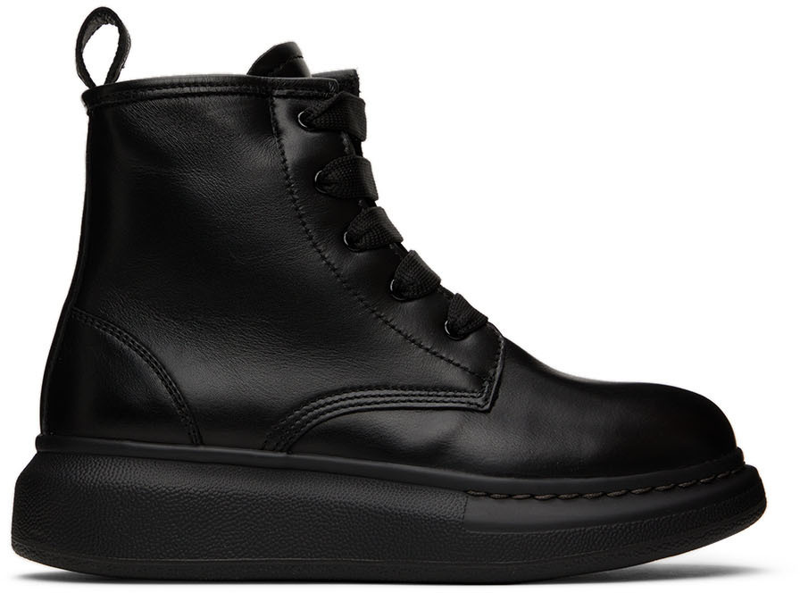 Alexander McQueen Kids lace-up leather ankle boots - Black