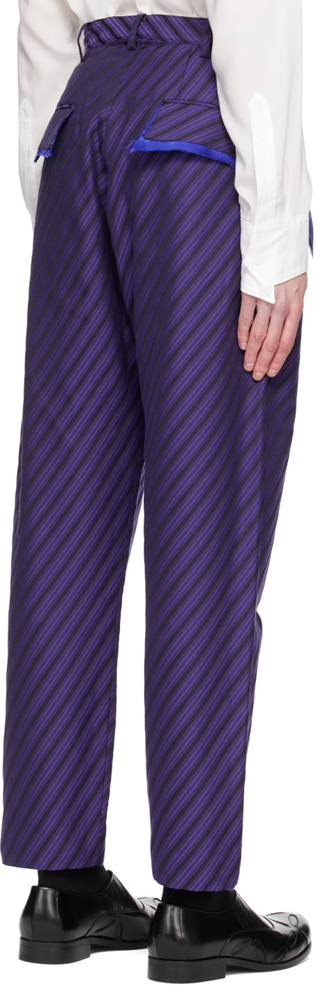Sulvam Purple Striped Trousers