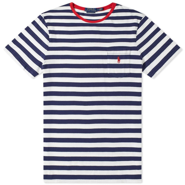 Photo: Polo Ralph Lauren Stripe Pocket Tee Newport Navy & White