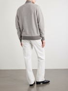 N.PEAL - Birdseye Textured Organic Cashmere Zip-Up Cardigan - Gray