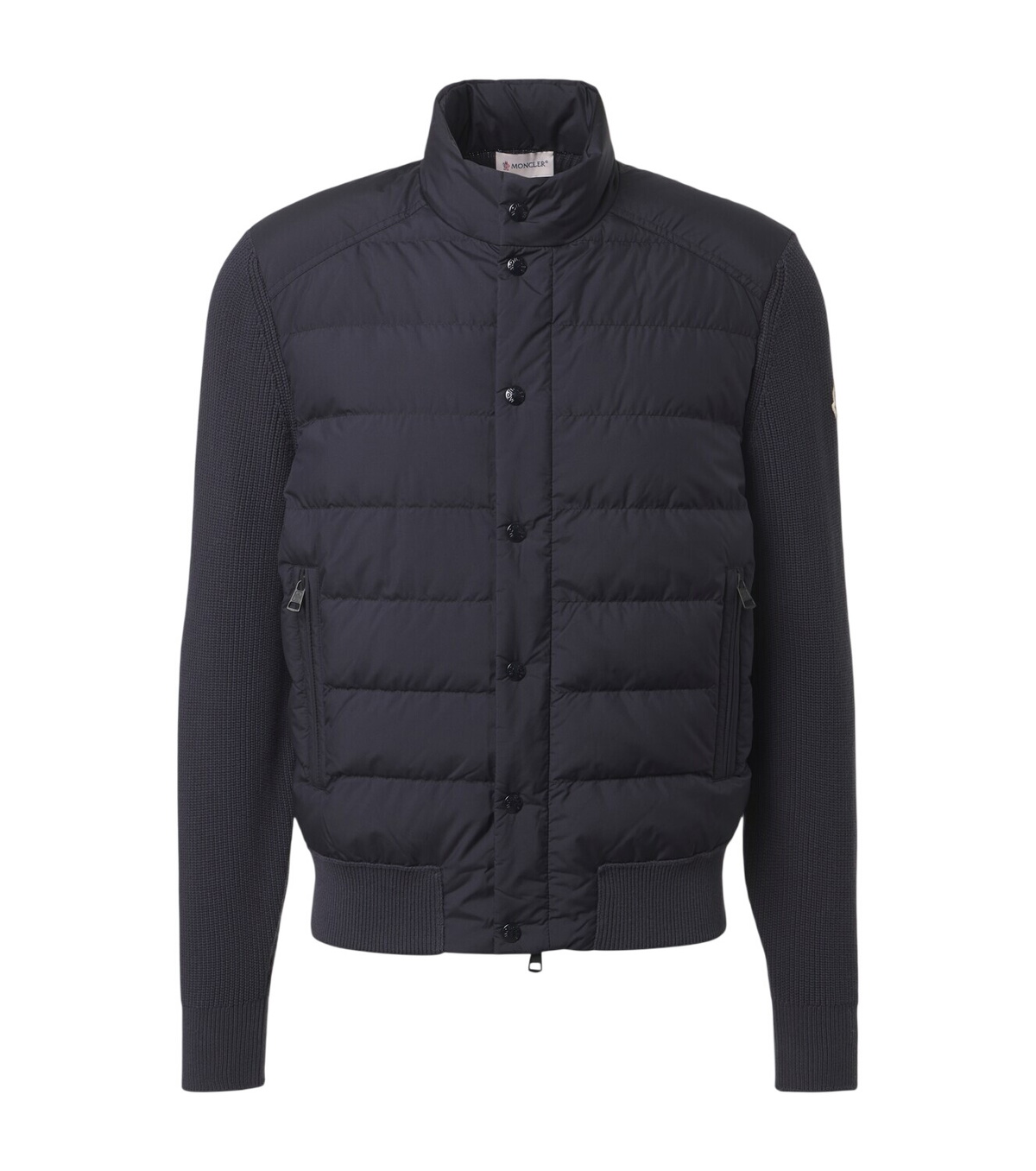 Moncler Men's Zip Up Tricolor Cardigan in Navy Moncler