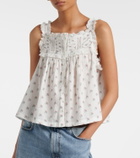 Dôen Fidella floral lace-trimmed cotton top