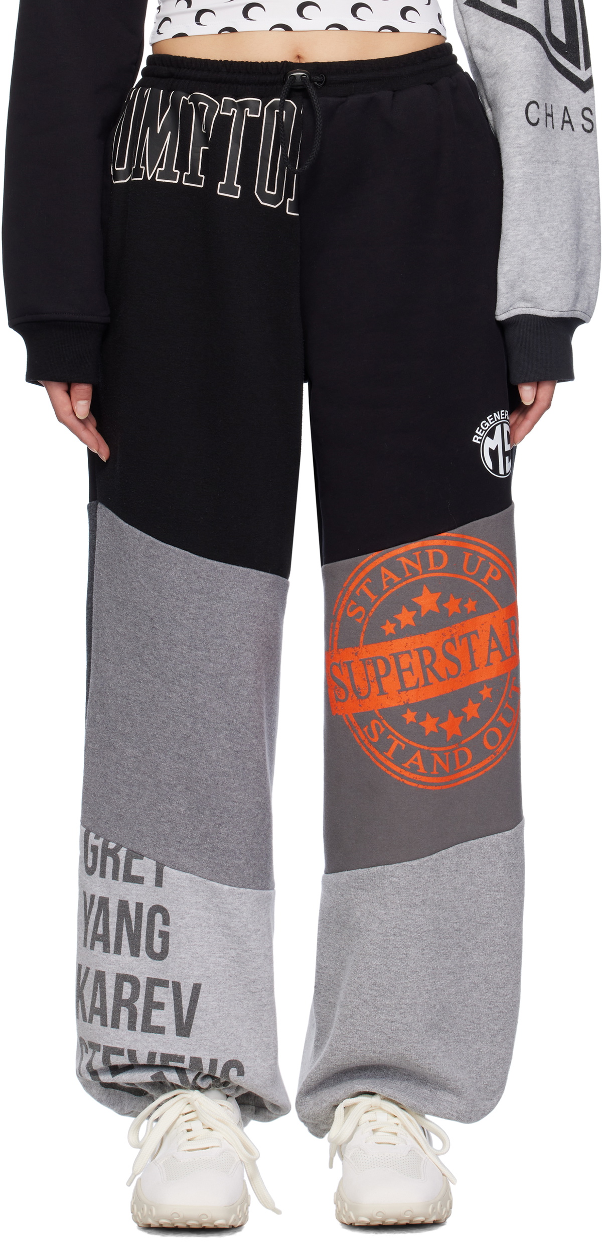 Marine Serre Black Upcycled Graphic Sweatpants