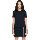 Thom Browne Navy Rib Cuff RWB Tipping Wool Jersey T-shirt
