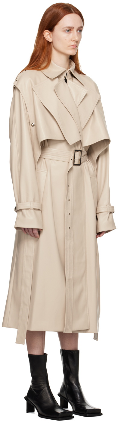 BOYAROVSKAYA Beige Firstlth Faux-Leather Trench Coat