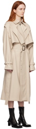 BOYAROVSKAYA Beige Firstlth Faux-Leather Trench Coat