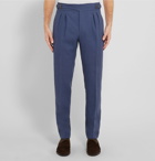 Anderson & Sheppard - Pleated Linen Trousers - Blue