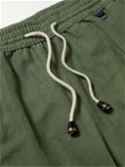 Rubinacci - Mid-Length Logo-Appliquéd Cotton and Linen-Blend Swim Shorts - Green
