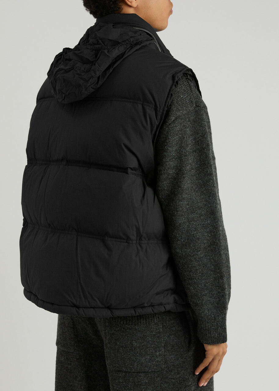 Ami Paris Quilted Hooded Shell Gilet Black