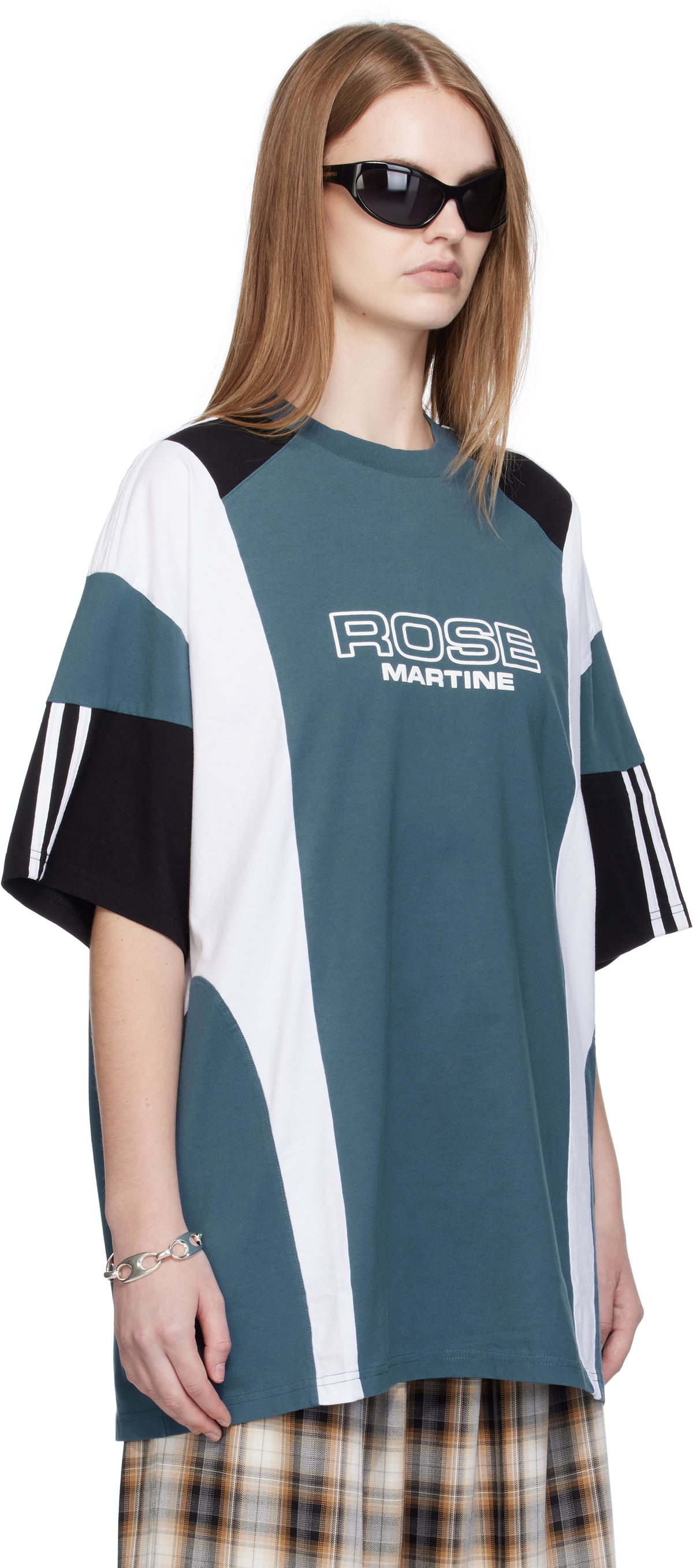 Martine Rose Blue Oversized Panelled T-shirt