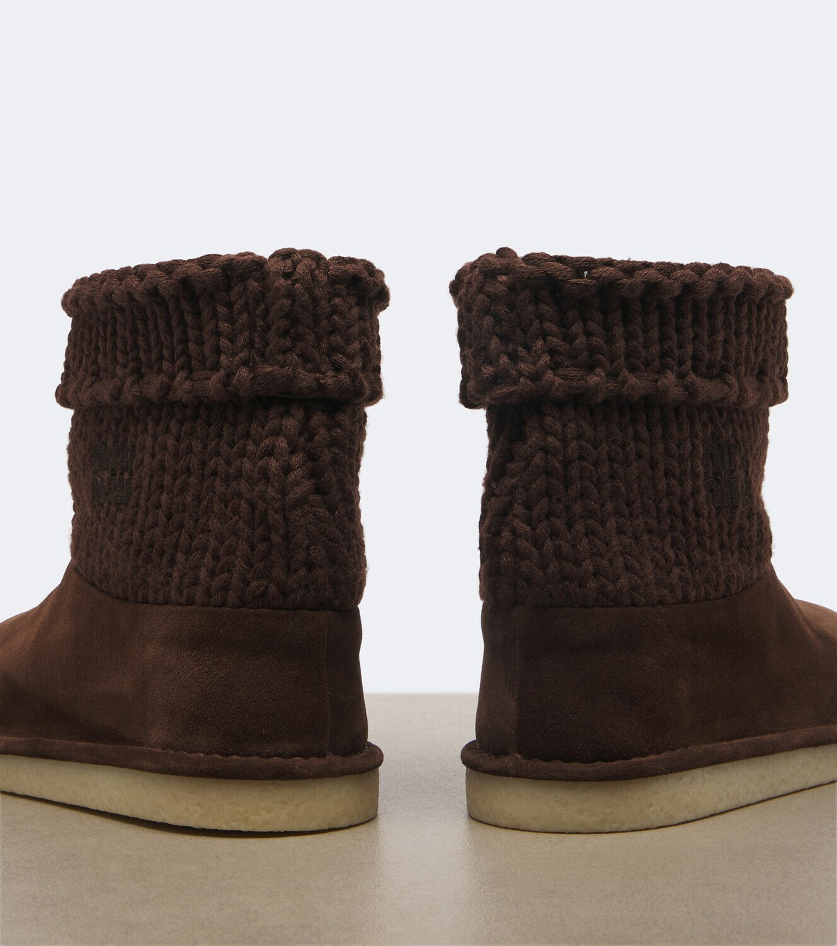 Miu Miu Paneled knitted suede ankle boots