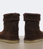 Miu Miu Paneled knitted suede ankle boots