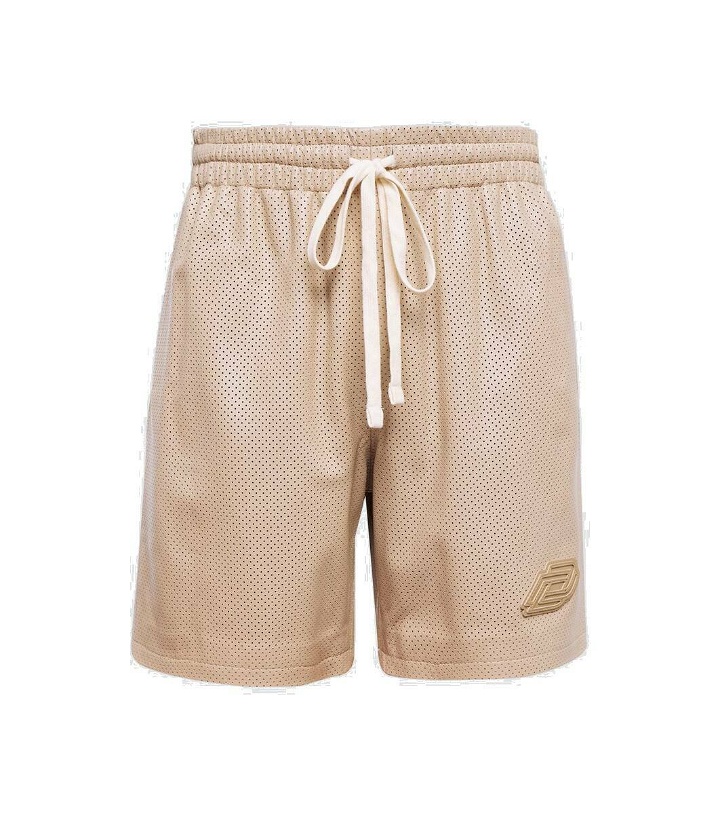 Photo: Due Diligence Logo perforated leather shorts