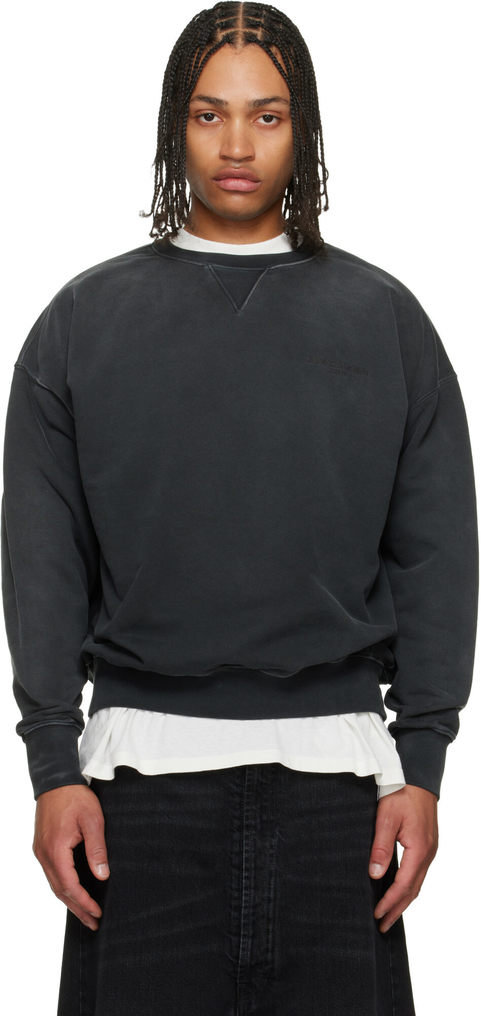 Maison Margiela Black Embroidered Logo Sweatshirt
