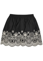 LA Double J Embroidered Cotton-poplin Shorts Black And White