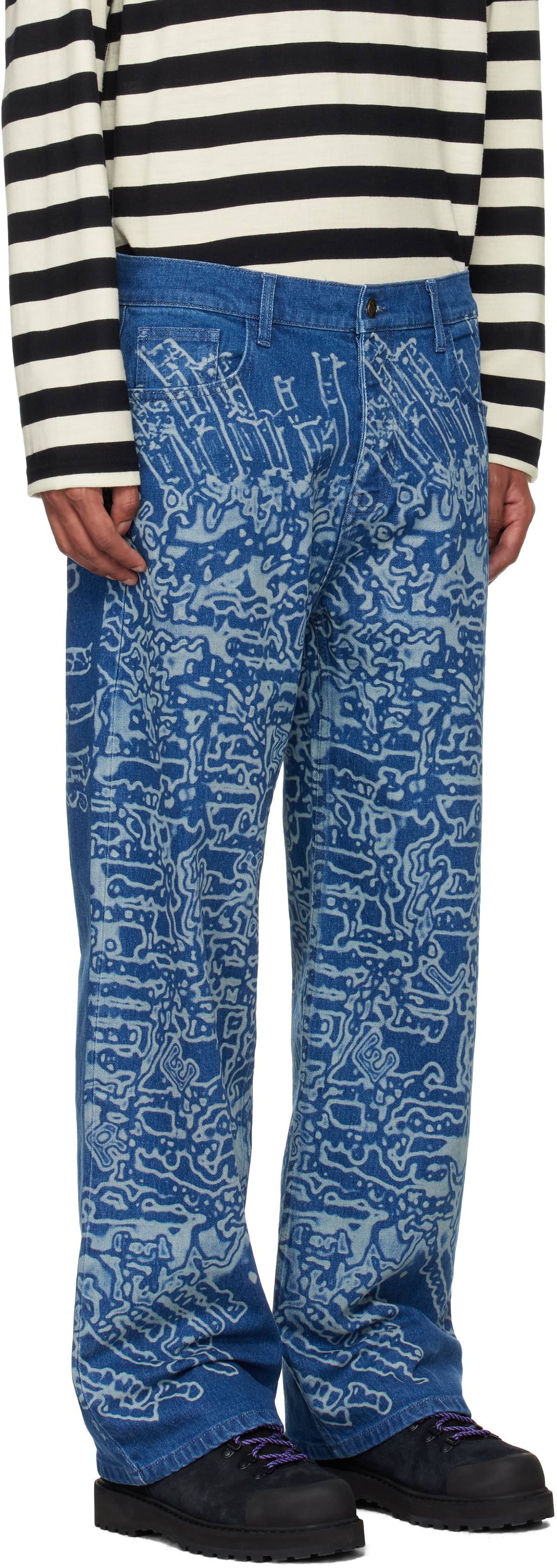 Robyn Lynch Blue Laser Etched Map Jeans