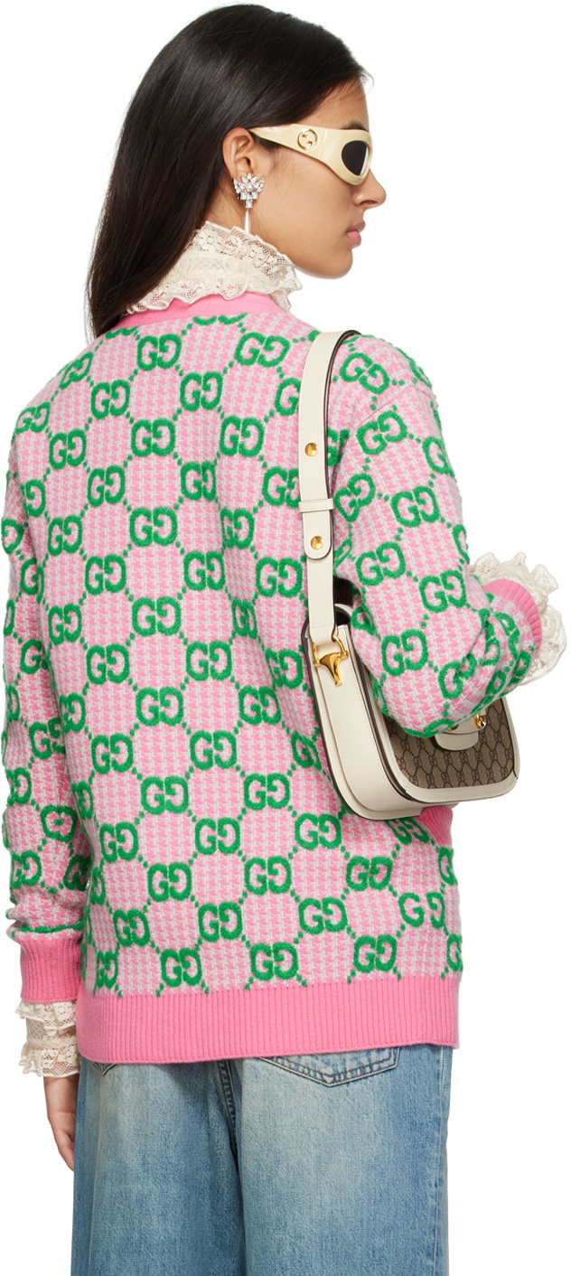 Gucci Pink Houndstooth GG Cardigan Gucci