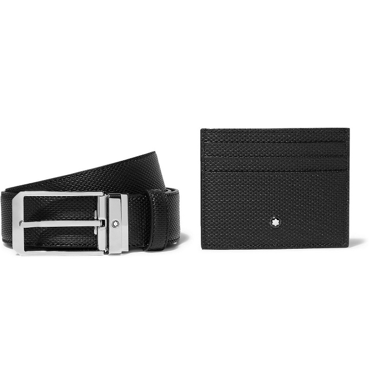 Photo: Montblanc - 3.5cm Woven Leather Belt and Cardholder Gift Set - Black
