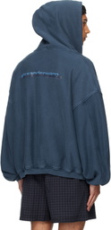 Alexander Wang Blue Graphic Logo Zip Hoodie