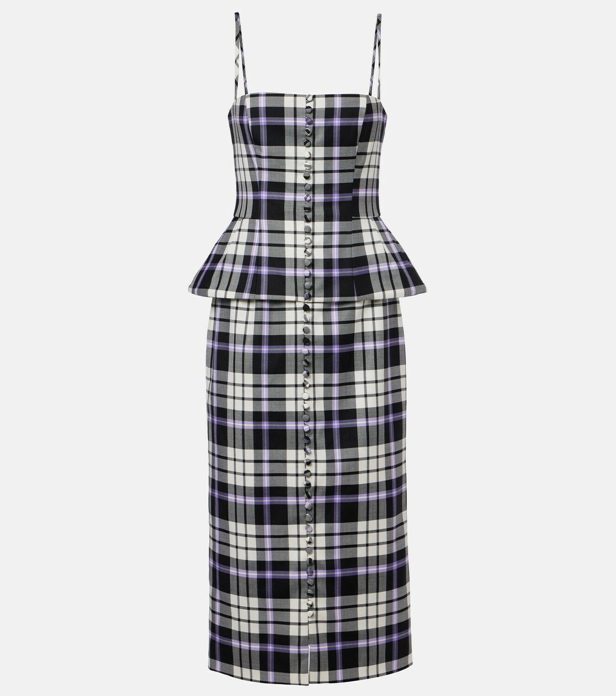Carolina Herrera Checked trompe l’œil wool midi dress