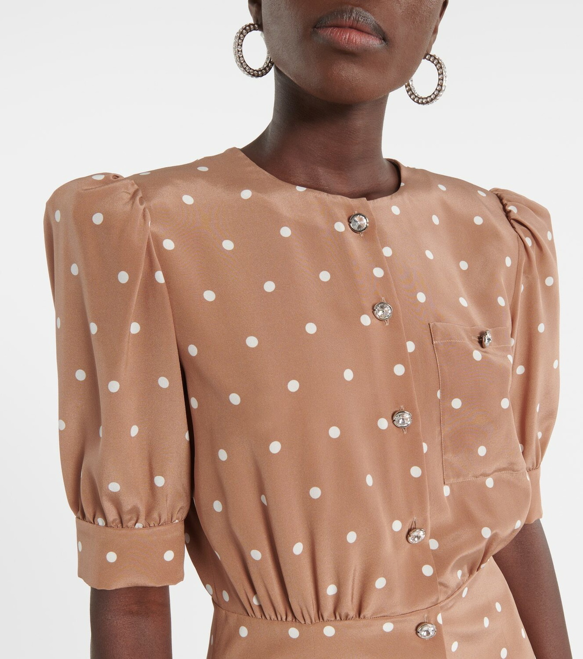 Alessandra Rich Pleated polka-dot silk minidress