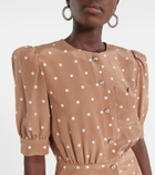 Alessandra Rich Pleated polka-dot silk minidress