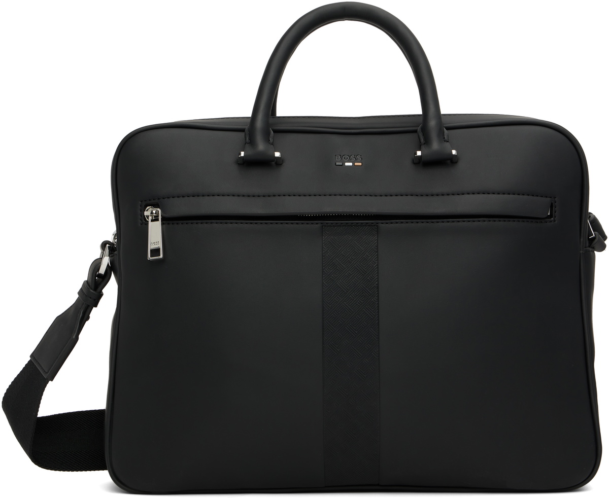BOSS Black Structured Signature Trims Briefcase