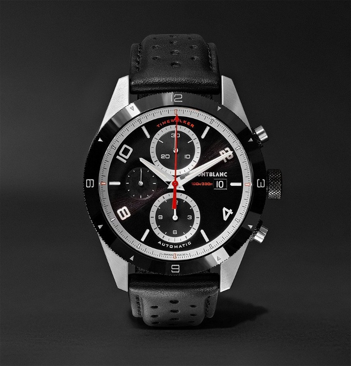 Photo: Montblanc - TimeWalker Automatic Chronograph 43mm Stainless Steel, Ceramic and Leather Watch - Black
