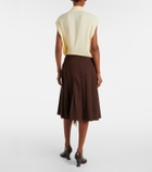 Plan C Feather-trimmed pleated wrap skirt