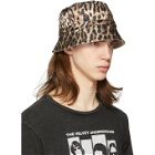 R13 Reversible Black and Khaki Silk Leopard Bucket Hat