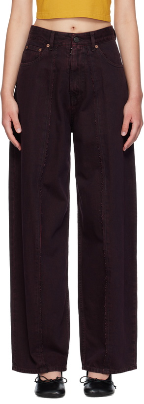 Photo: MM6 Maison Margiela Burgundy Wide-Leg Jeans