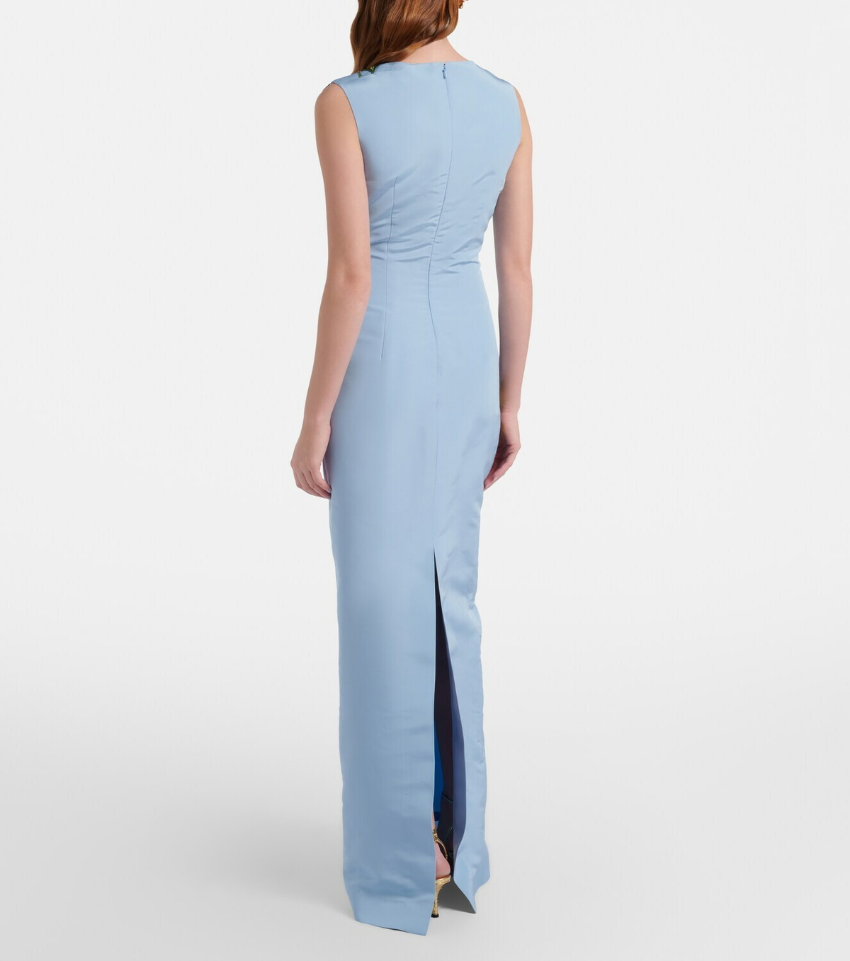 Oscar de la Renta Porcelain Flower silk faille maxi dress