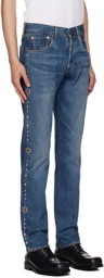 Anna Sui SSENSE Exclusive Indigo Studded Wide-Leg Jeans