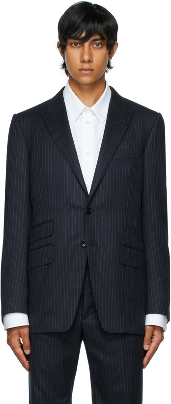 Photo: TOM FORD Navy Chalk Stripe Blazer