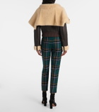 McQueen Cropped shearling-trimmed leather jacket
