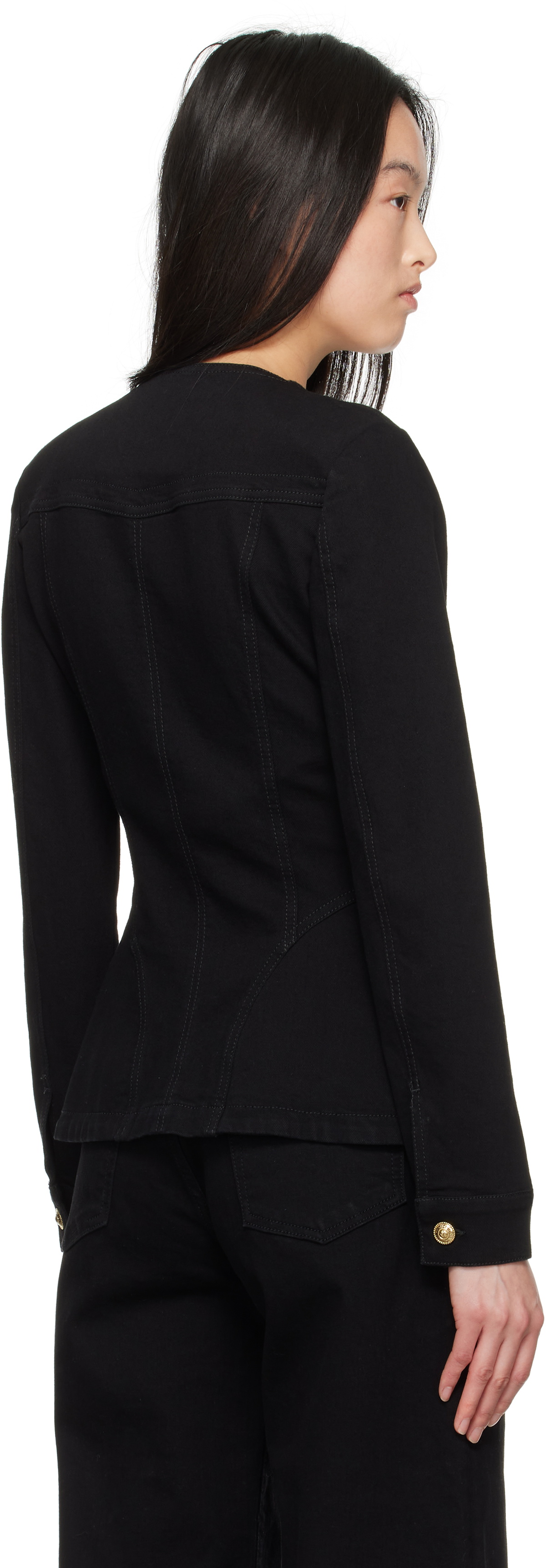 Versace Jeans Couture Black Fitted Denim Jacket