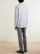 TOM FORD - Button-Down Collar Striped Cotton and Lyocell-Blend Oxford Shirt - Blue