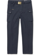 OFFICINE GÉNÉRALE - Maxence Belted Garment-Dyed Cotton Cargo Trousers - Blue
