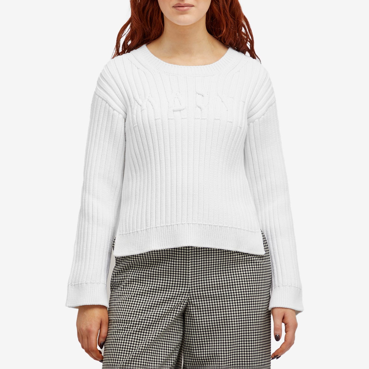 Marni Women's Logo Sweatshirt in Rib in Lily White