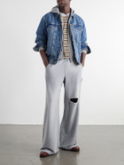 424 - Wide-Leg Distressed Cotton-Jersey Sweatpants - Gray
