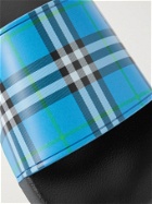 BURBERRY - Checked Rubber Slides - Blue