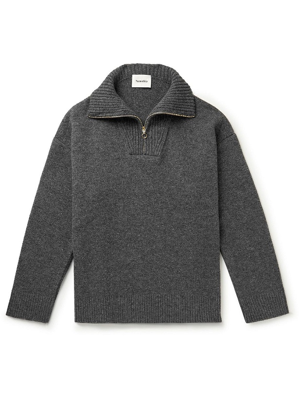 Photo: Nanushka - Zad Oversized Woven Half-Zip Sweater - Gray