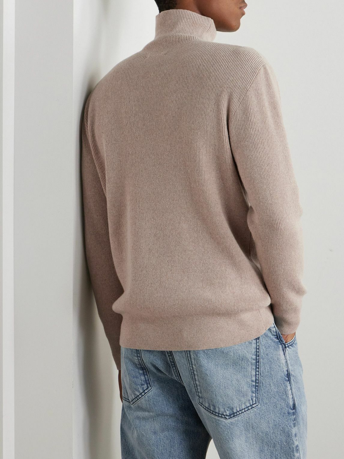MILES LEON - Ribbed Merino Wool and Cashmere-Blend Rollneck Sweater - Neutrals