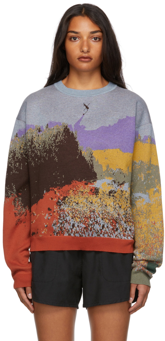 Reese Cooper Western Wildfires Jacquard Jumper In Blue