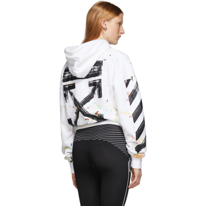 Off White SSENSE Exclusive White Paint Splatter Hoodie Off White